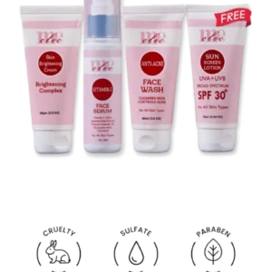 Combo 4 (Skin Brightening Cream + Vitamin-C Face Serum + Face Wash + Sunscreen Lotion - Free)