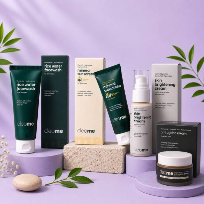 Cleome all in one_ face wash, sunscreen, skin whitening cream and anti aging cream Cleome all in one_ face wash, sunscreen, skin whitening cream and anti aging cream