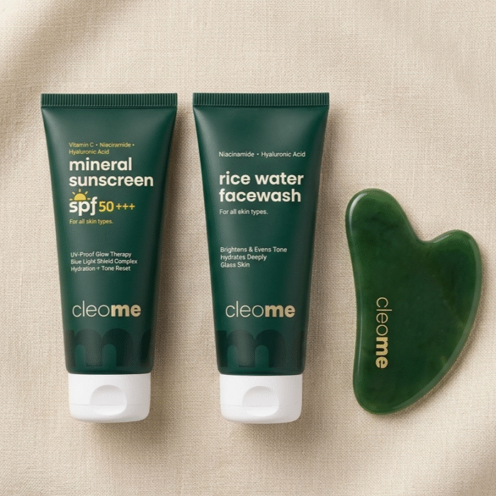 hop mineral sunscreen and rice water face wash for healthy glowing skin